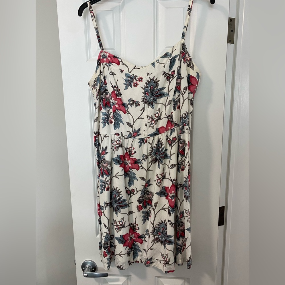 Loft Summer Dress Red White Blue Floral